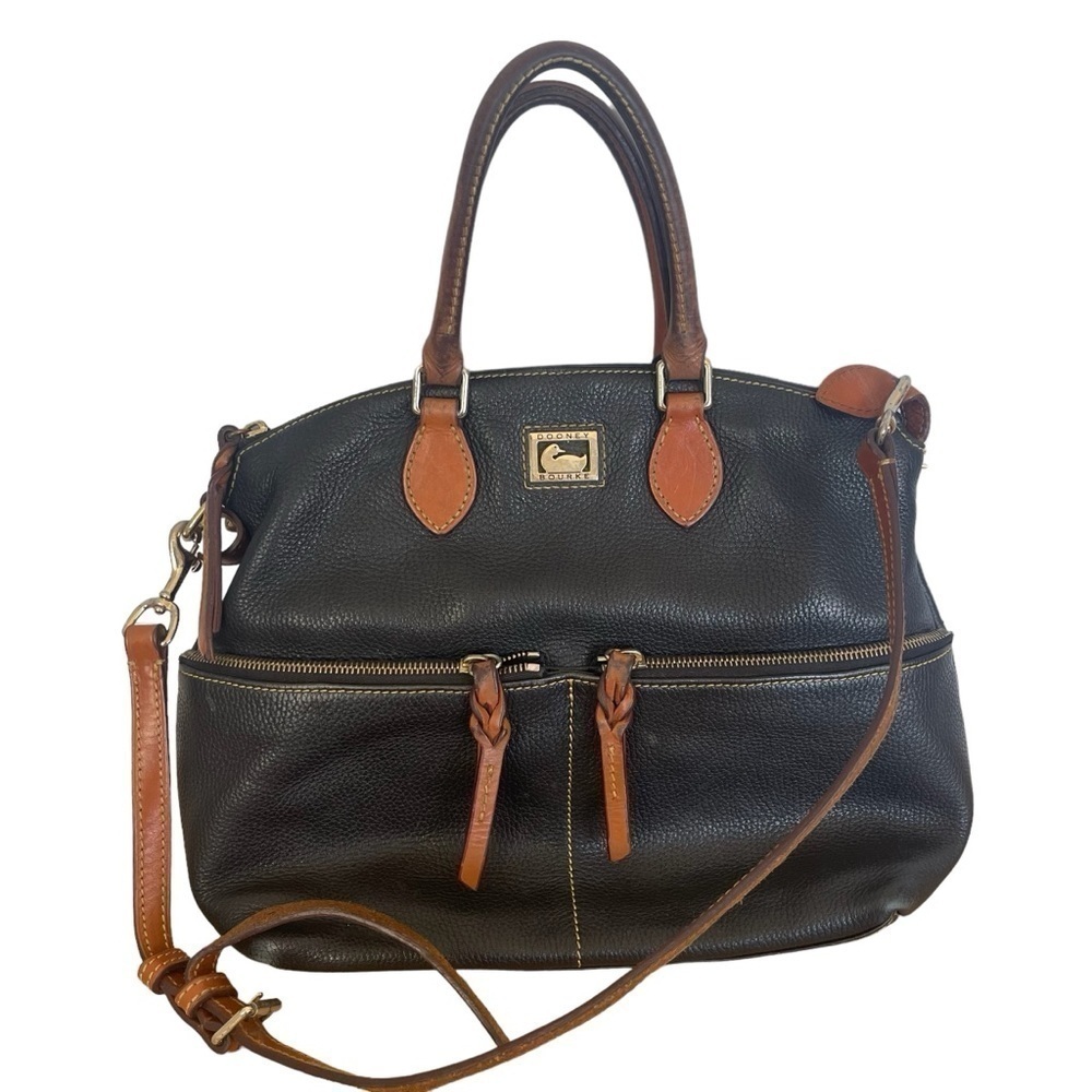 Dooney & Bourke Dillen Pebbled Leather Double Pockets Handbag Black Hobo Bag